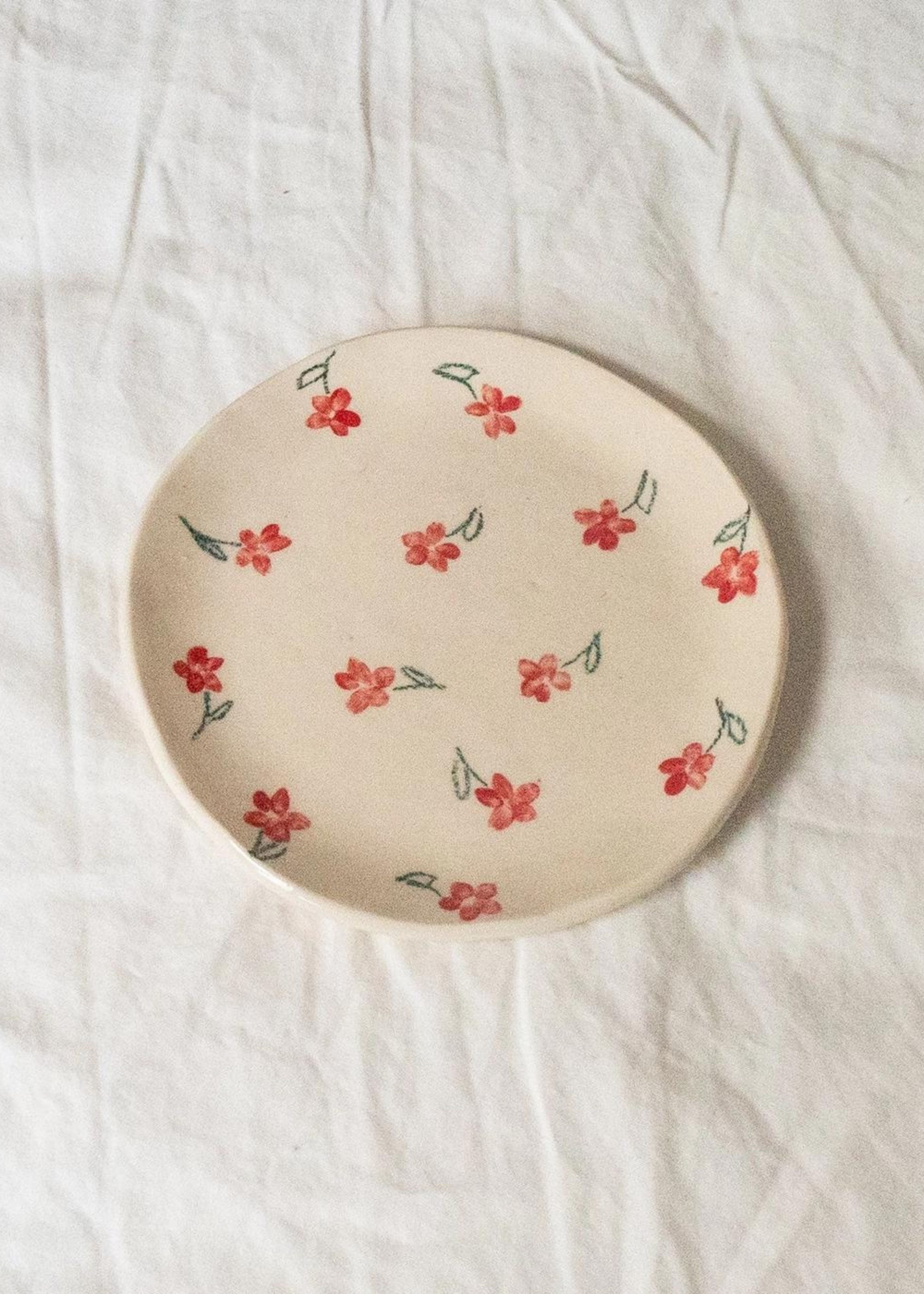 Red poppy catchall plate