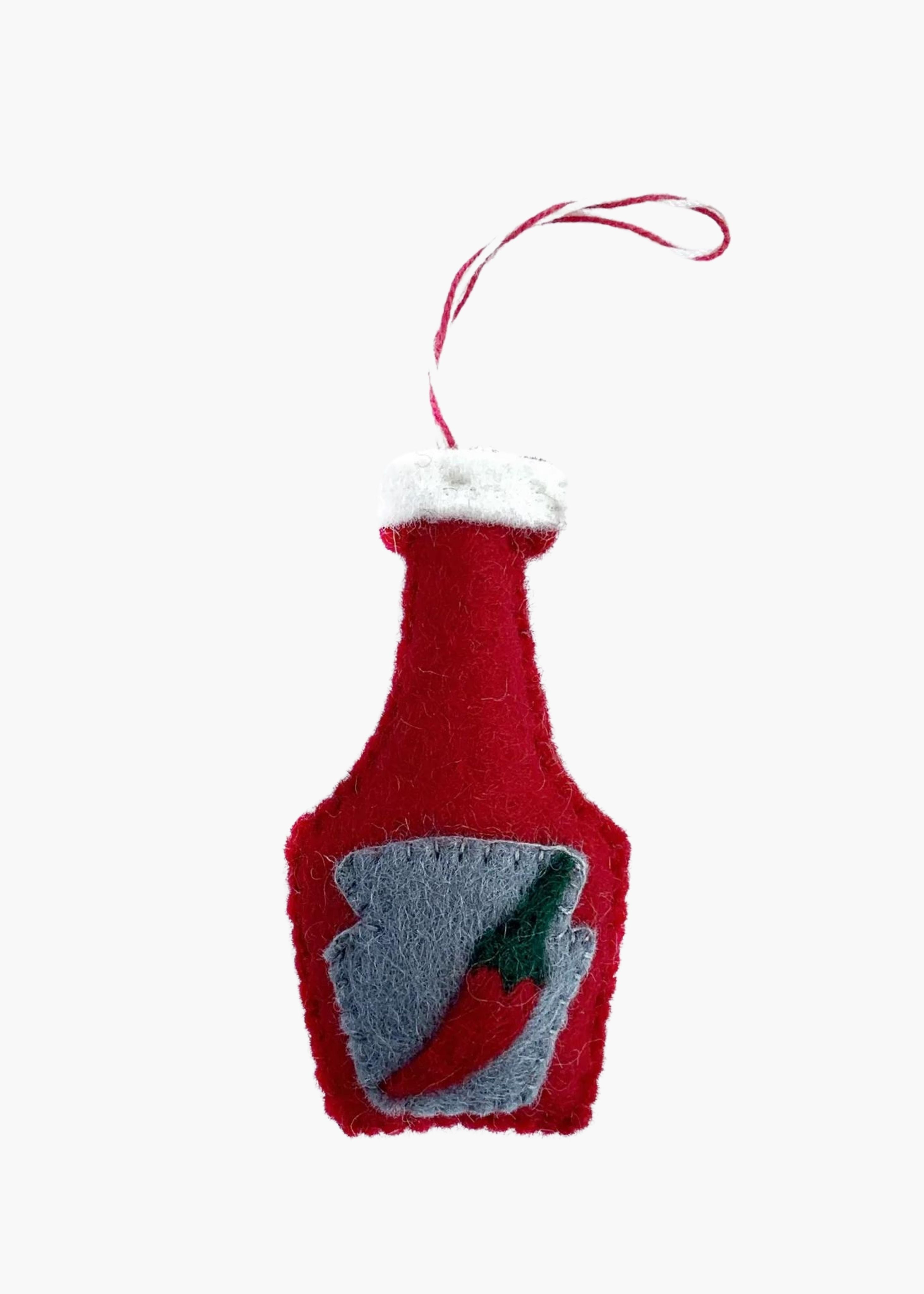 Hot sauce wool ornament