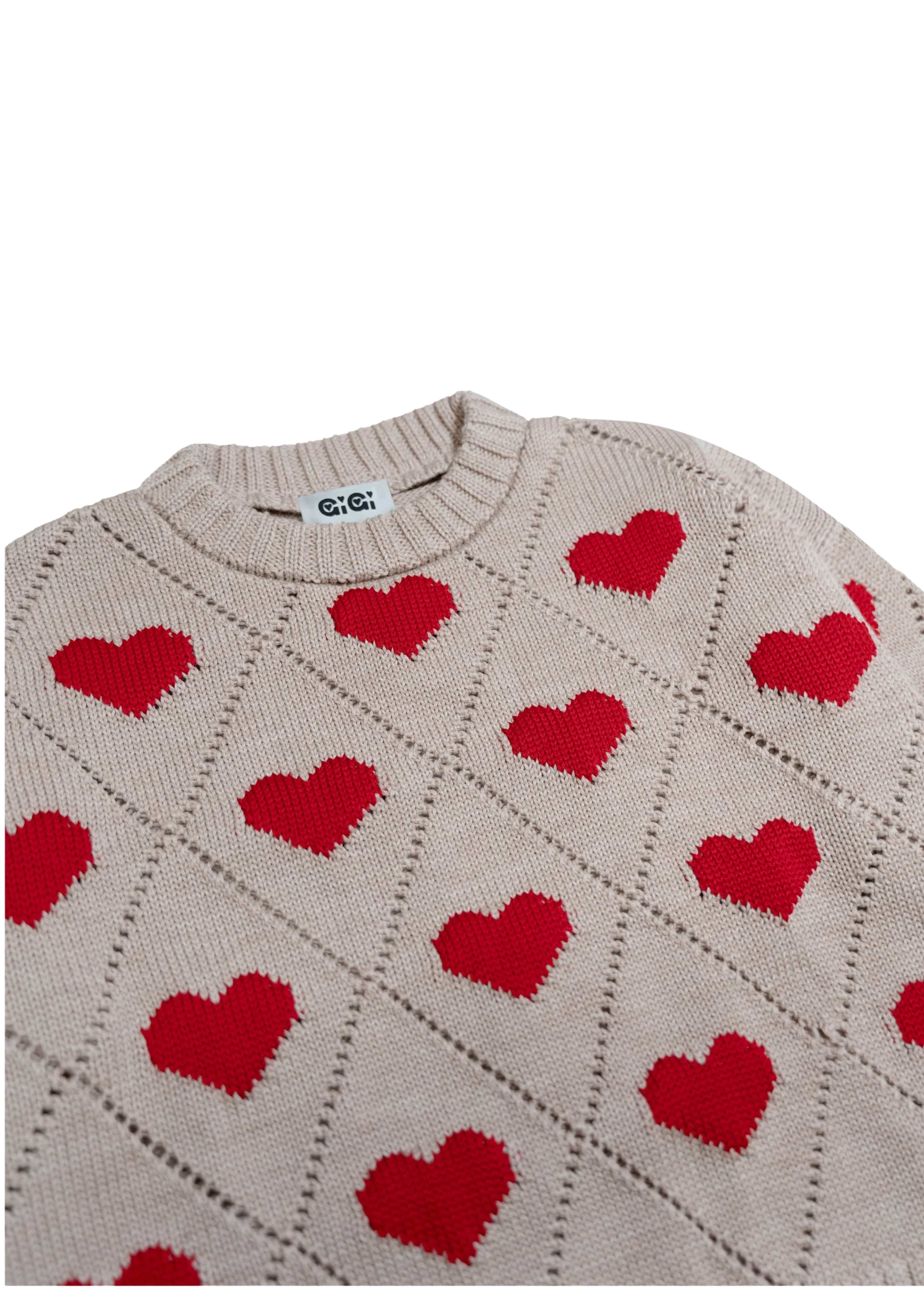 Love sweater, beige/red