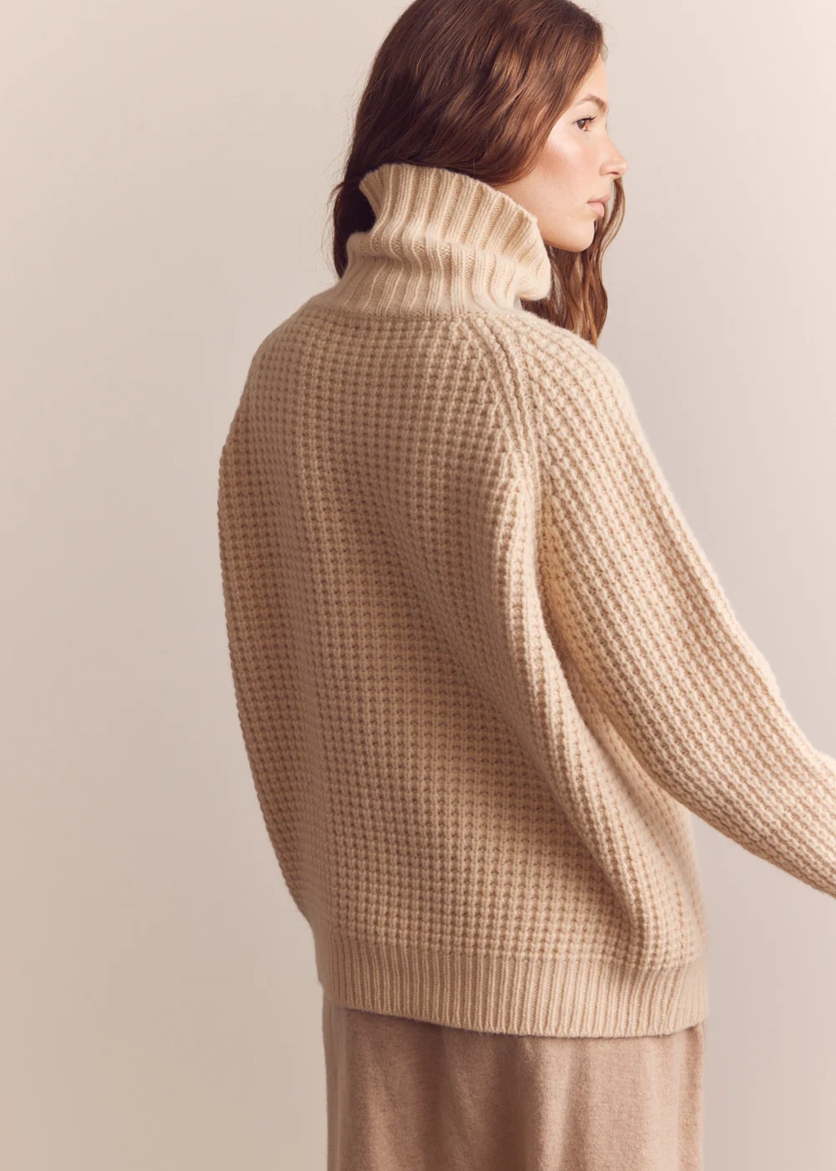 Wool turtleneck waffle sweater