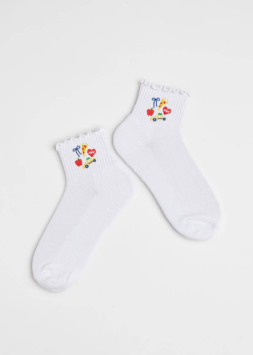 New York City icons ruffle sock
